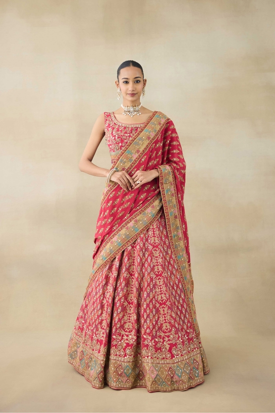 Deep Coral Lehenga Set 