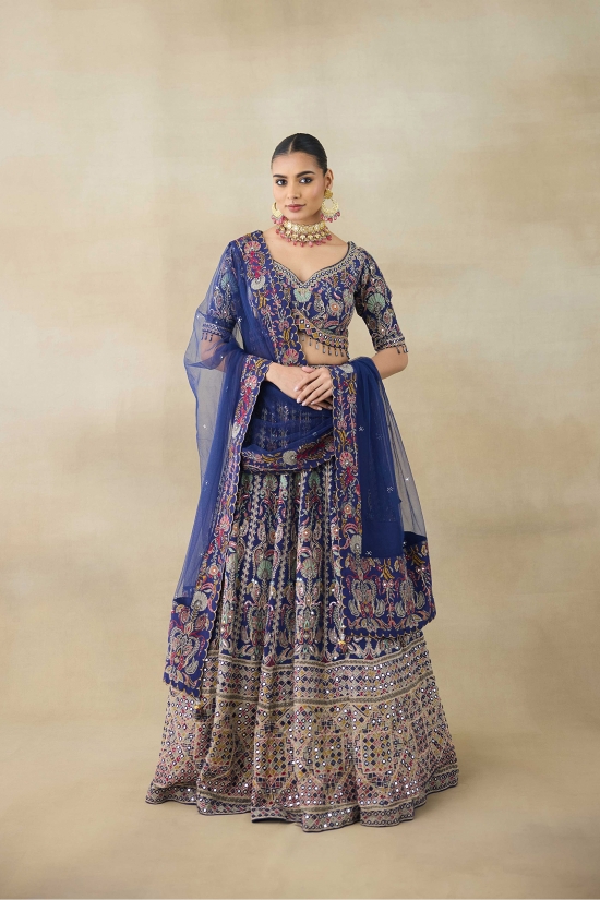 Dark Cerulean Blue Lehenga Set 