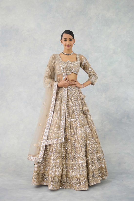 Embellished Grey Net Lehenga Set 