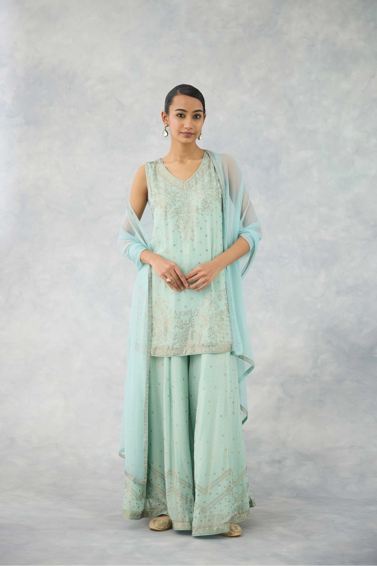 Misty Aqua Georgette Suit Set 