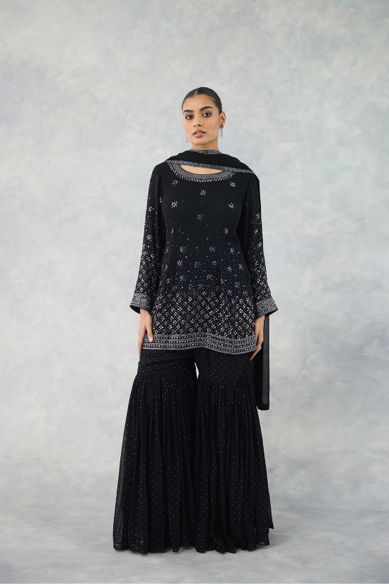 Charcoal Black Sharara Set 