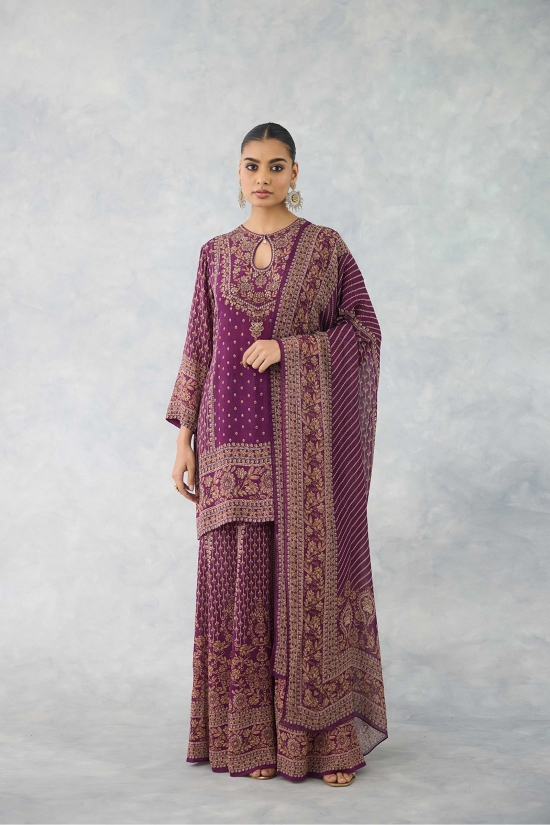 Plum Wine Sharara Set