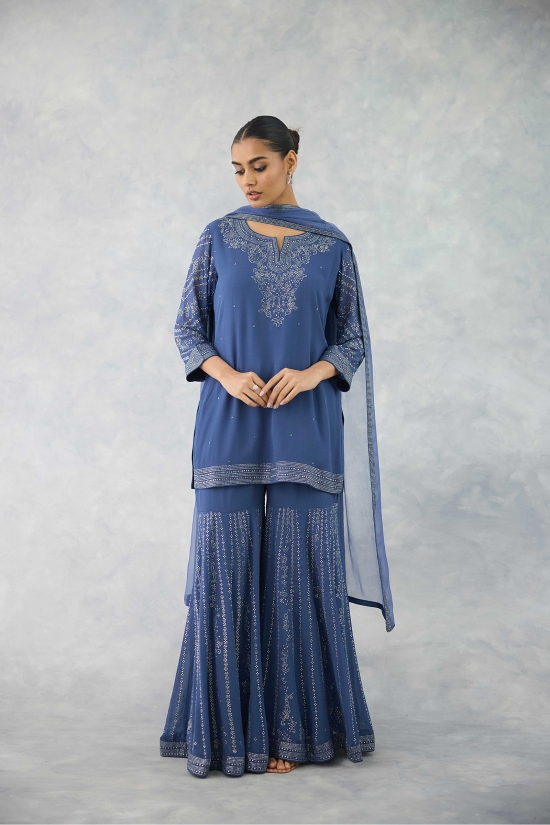 Midnight Blue Sharara Set