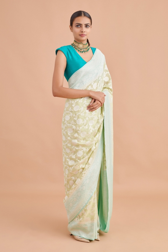 Lime Green Weave Saree