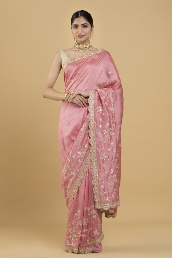 Rose Pink Silk Saree