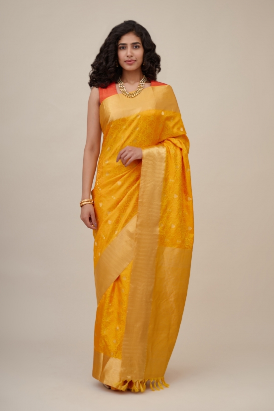 Sunshine Yellow Kanjeevaram Saree