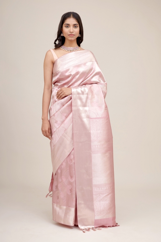 Rose Pink Kanjivaram Silk Saree