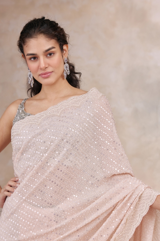 Bubbly Pink Georgette Saree