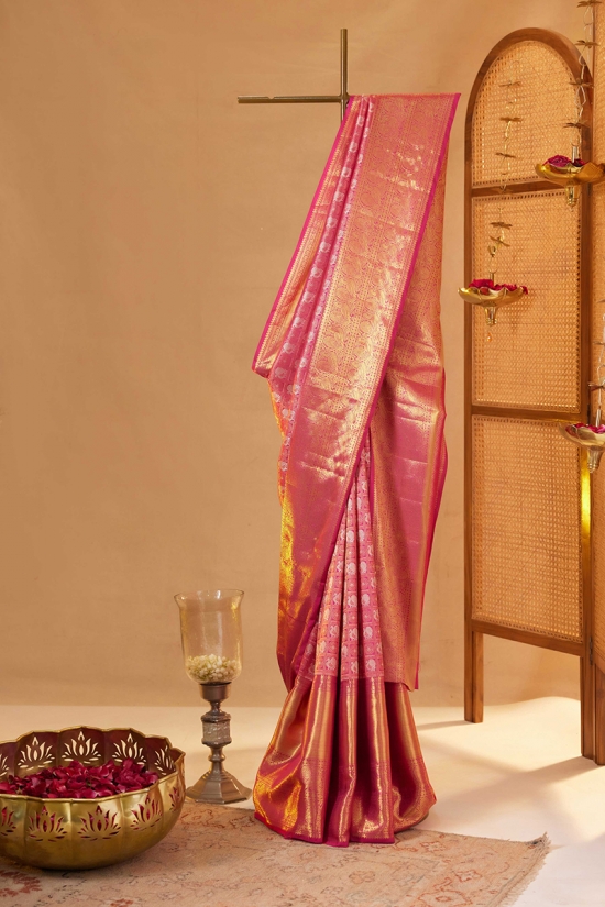 Capricious Pink Kanjivaram Silk Saree