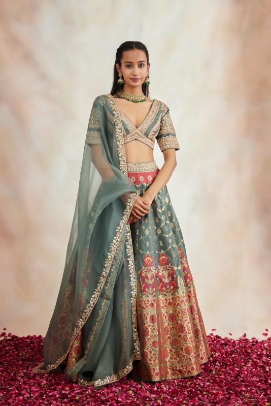 Buy Online Grey Resham Wedding Lehenga Choli : 144482 -