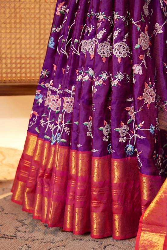 Metallic purple Kanjiavarm silk saree