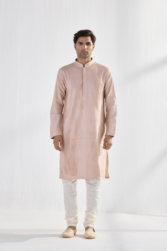 Peach Cotton Silk Kurta Set