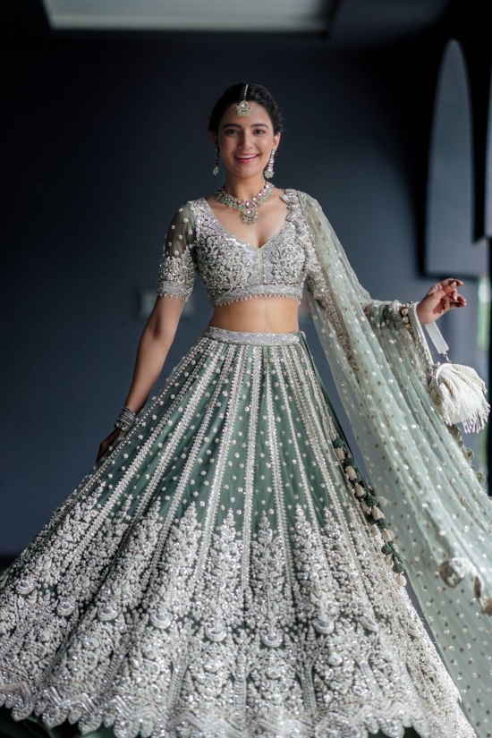 White and Pink latest lehenga design in mirror work buy now – Sulbha  Fashions