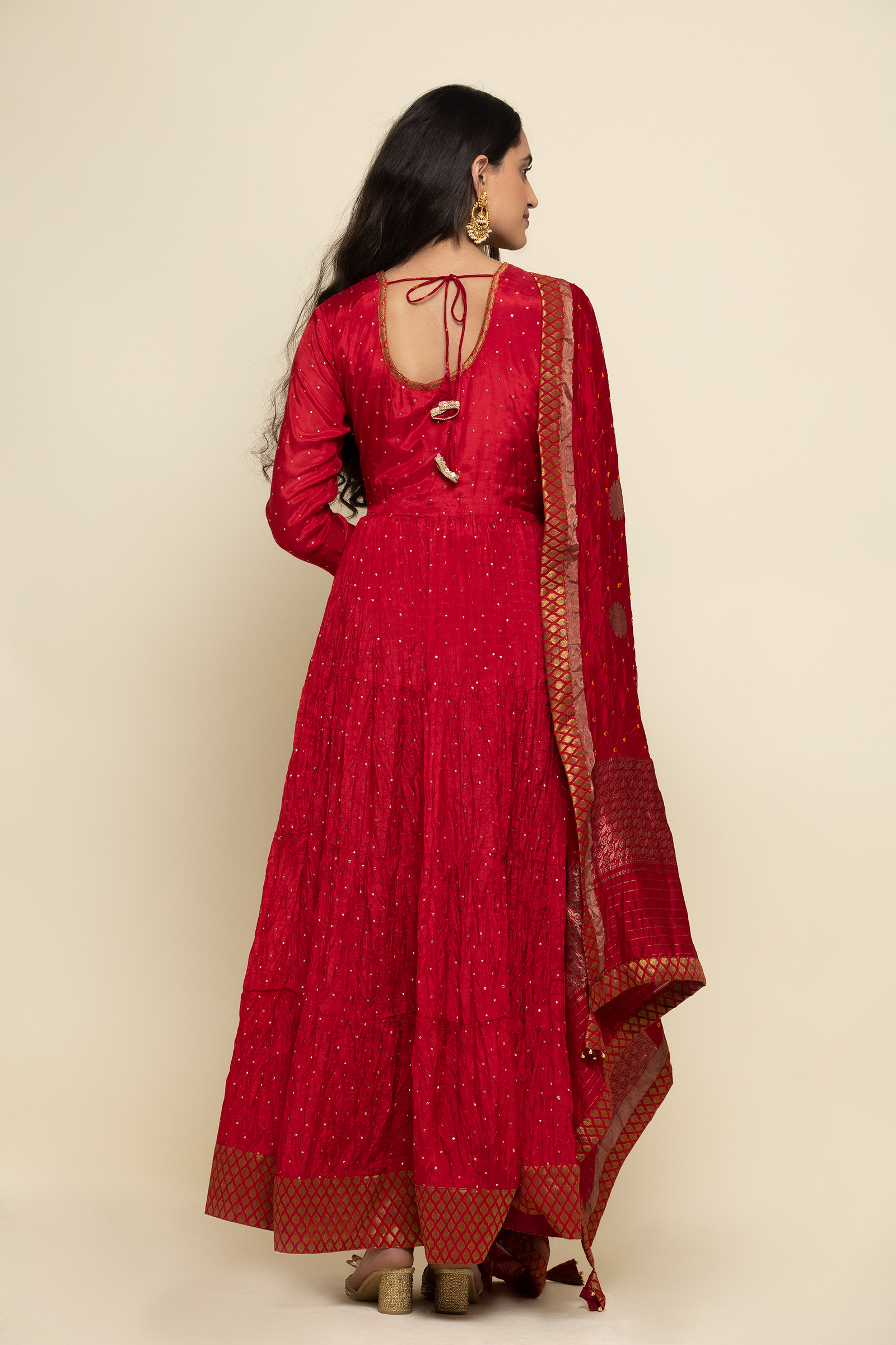 Buy UrbanStree Ikra Red Designer Anarkali Suit Set For Women Online