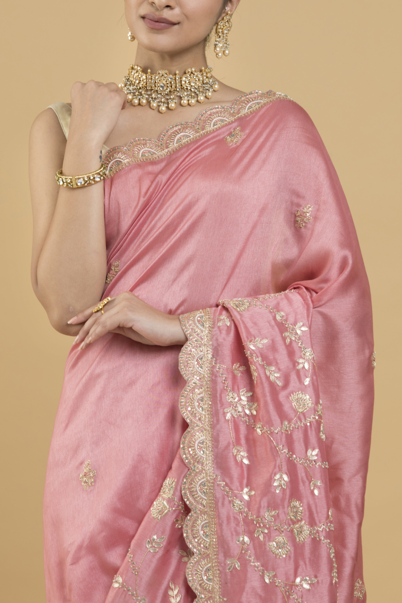 Buy Fuchsia Pink Silk Saree With Blouse by Designer DEEP THEE Online at  Ogaan.com