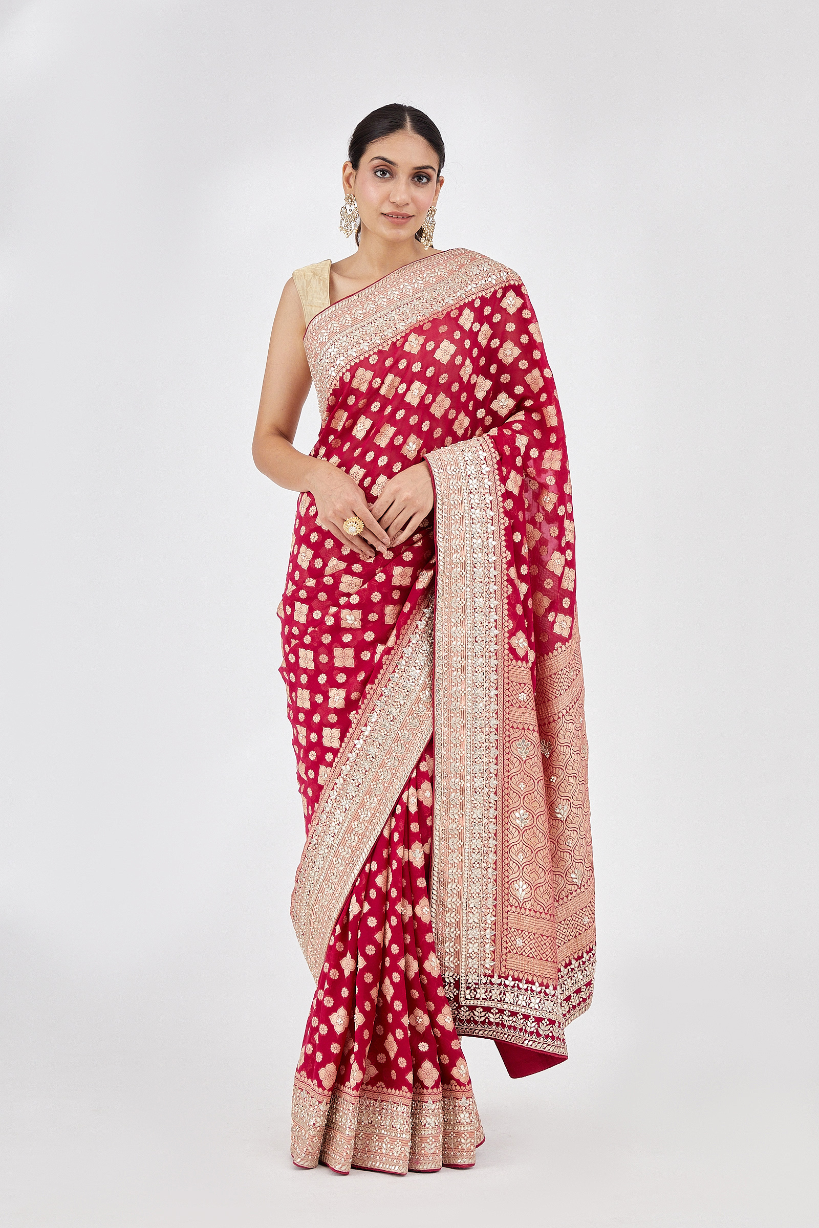 Buy Ruby red banarasi saree online at best price - Karagiri – Karagiri  Global