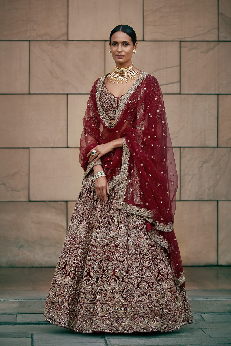 Maroon Color Bridal Lehenga Choli – Panache Haute Couture