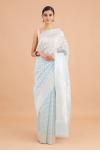 Ice Blue Banarasi Kora Saree