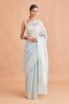 Ice Blue Banarasi Kora Saree