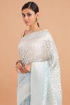 Ice Blue Banarasi Kora Saree