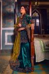 Pochampally Bottle green Velvet sharara set