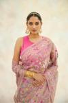 Mauve Organza Jamdani Saree