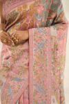 Light Metallic Pink Hand Embroidered Saree