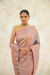 Light Metallic Pink Hand Embroidered Saree