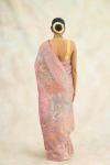 Light Metallic Pink Hand Embroidered Saree