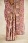 Metallic Pink Hand Embroidered Saree