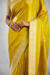 British Yellow Crepe Saree