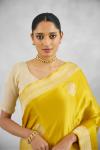 British Yellow Crepe Saree