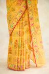 Honey Yellow Mul Cotton Handloom Saree