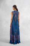 Egyptian Blue Printed Floor Length Kurti 