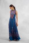 Egyptian Blue Printed Floor Length Kurti 