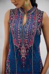 Egyptian Blue Printed Floor Length Kurti 