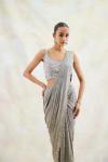 Textured Grey Drape Saree