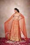 Burnt Orange Banarasi Silk Lehenga