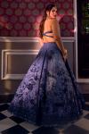 Organza geometrical Smokey Blue Lehenga 