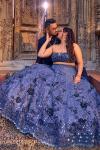 Organza geometrical Smokey Blue Lehenga 