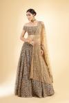 Navy Blue Silk Lehenga