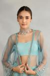 Powder Blue Net Cape Suit