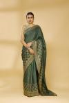 Dark Olive Embroidered Saree