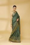 Dark Olive Embroidered Saree