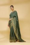 Dark Olive Embroidered Saree