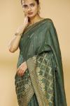 Dark Olive Embroidered Saree