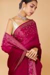 Magenta ombre Embroidered Saree