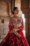 Deep Red Silk Bandhani Lehenga