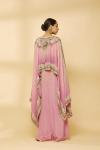 Pink Ombre Digital Print Cape Suit