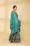 Peacock Green Ombre Embroidered Garara Suit